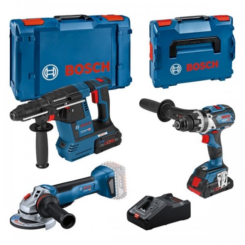 Kit combinado Kit de 3 herramientas: GBH + GSR + GWS + PC18V 4.0Ah + PC18V 8.0Ah + GAL