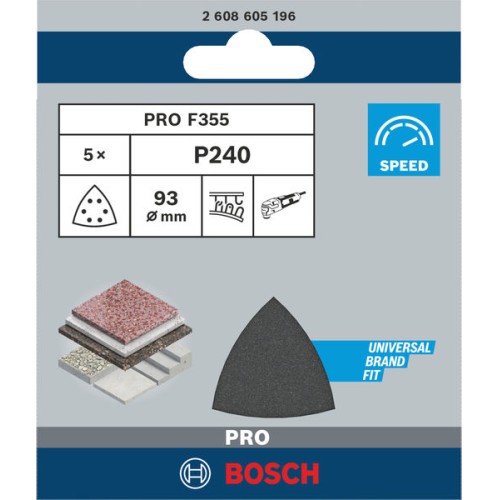 Hoja de lija PRO F355, 93 mm, G240, 5 unidades