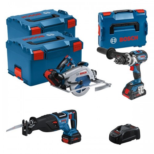 Kit combinado Kit de 3 herramientas de 18 V: GSB 18V-110C + GKS 18V-68GC + GSA 18V-28 + 1x 4,0 Ah (PC) + 2x 5,5 Ah (PC) + GAL 1880CV (L)