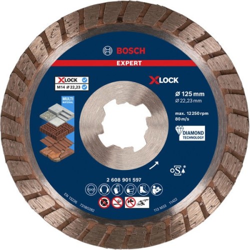 Disco de corte con diamante EXPERT MultiMaterial X-LOCK de 125 x 22,23 x 2,4 x 12 mm