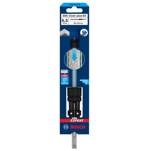 Broca para martillo EXPERT SDS Clean plus-8X de 6,5 x 100 x 225
