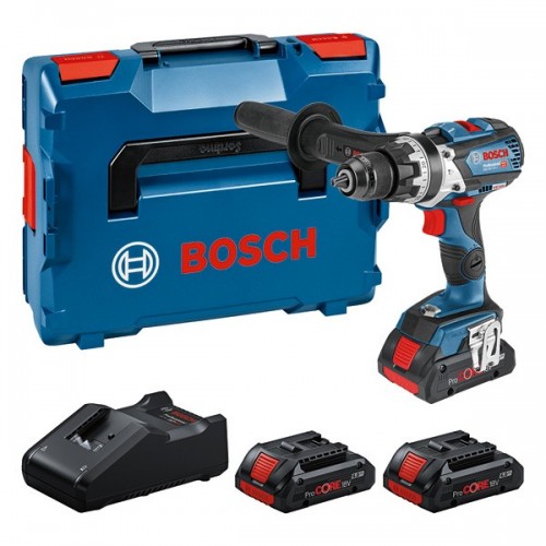 Set para profesionales: Taladro con percusión a batería GSB 18V-110 C + 3 x ProCORE18V 4.0Ah + GAL 18V-40 en L-BOXX