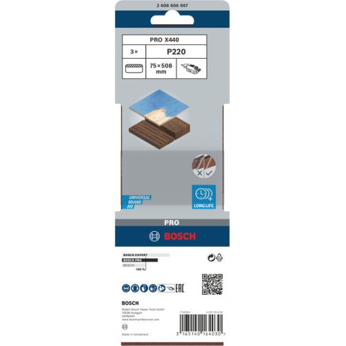Banda de lija PRO X440, 75 x 508 mm, G220, 3 unidades