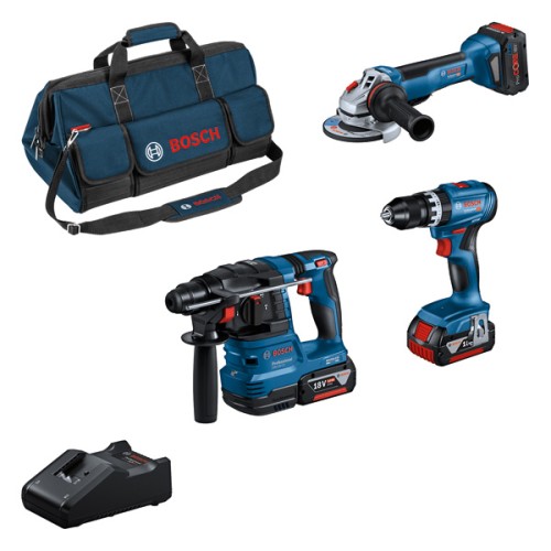 Kit combinado Combo Kit 18V (3): GSB 18V-45 + GWS 18V-10 + GBH 18V-22 + 2 x 5,0 Ah + 1 x 5,5 Ah (PC) + GAL 18-40 + bolsa (C)