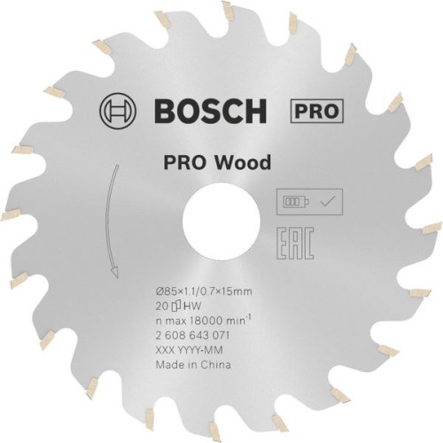 Hoja de sierra circular PRO Wood, 85 x 1,1 x 15 mm