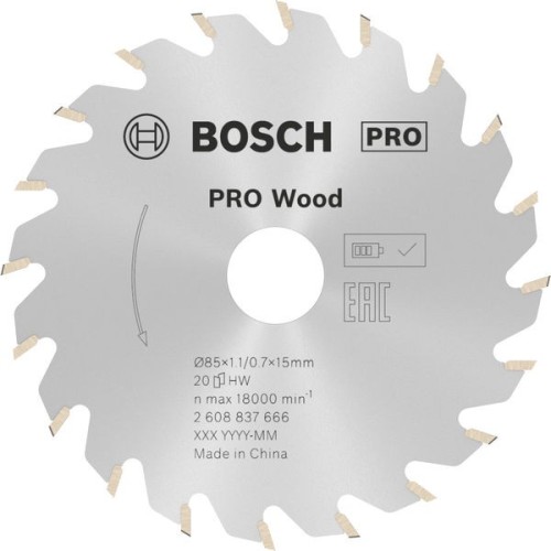 Hoja de sierra circular PRO Wood cordless, 85 x 1,1 x 15 mm
