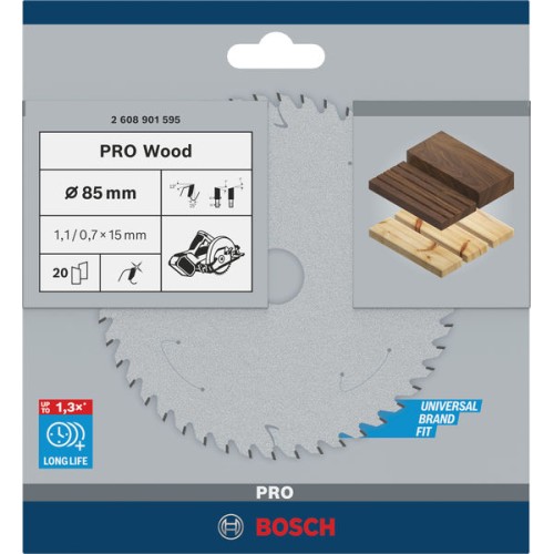 Hoja de sierra circular PRO Wood, 85 x 1,1 x 15 mm, T20
