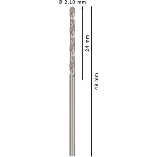 Broca helicoidal PRO Metal HSS-G, longitud estándar, 2,1 x 24 x 49 mm, 10 unidades