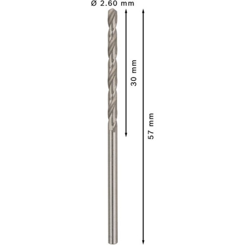 Broca helicoidal PRO Metal HSS-G, longitud estándar, 2,6 x 30 x 57 mm, 10 unidades