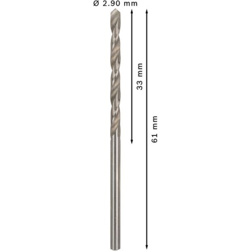 Broca helicoidal PRO Metal HSS-G, longitud estándar, 2,9 x 33 x 61 mm, 10 unidades