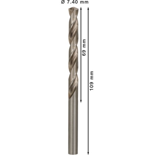 Broca helicoidal PRO Metal HSS-G, longitud estándar, 7,4 x 69 x 109 mm, 5 unidades
