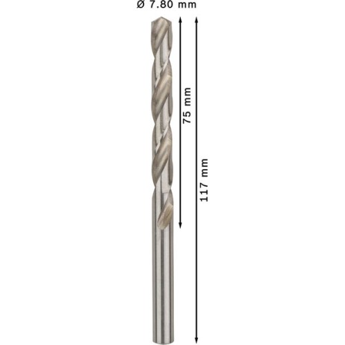 Broca helicoidal PRO Metal HSS-G, longitud estándar, 7,8 x 75 x 117 mm, 10 unidades