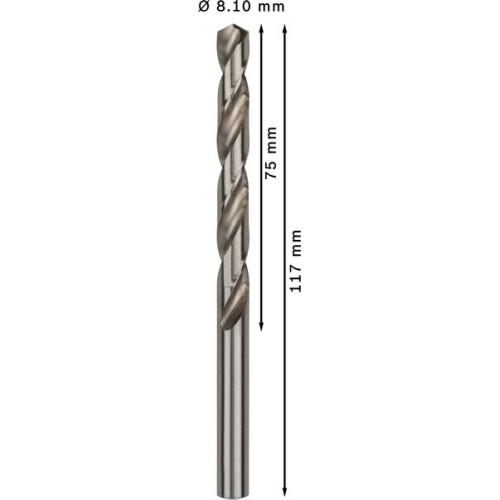 Broca helicoidal PRO Metal HSS-G, longitud estándar, 8,1 x 75 x 117 mm, 5 unidades