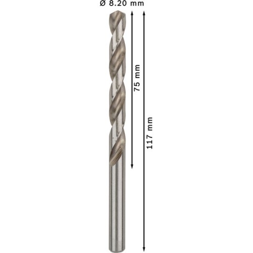 Broca helicoidal PRO Metal HSS-G, longitud estándar, 8,2 x 75 x 117 mm, 5 unidades