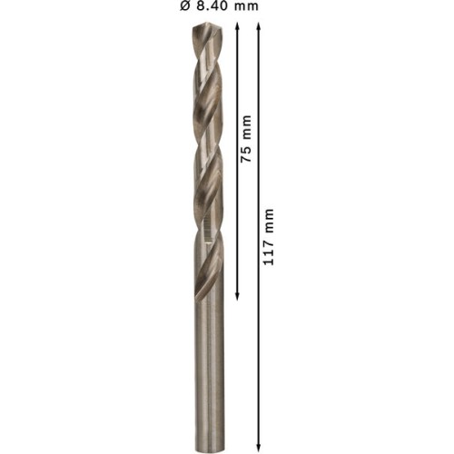 Broca helicoidal PRO Metal HSS-G, longitud estándar, 8,4 x 75 x 117 mm, 5 unidades