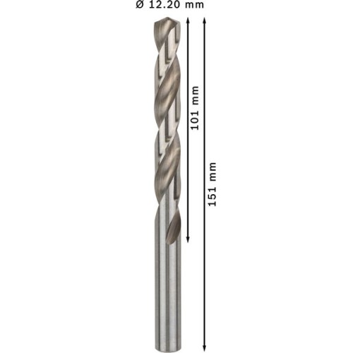 Broca helicoidal PRO Metal HSS-G, longitud estándar, 12,2 x 101 x 151 mm, 5 unidades