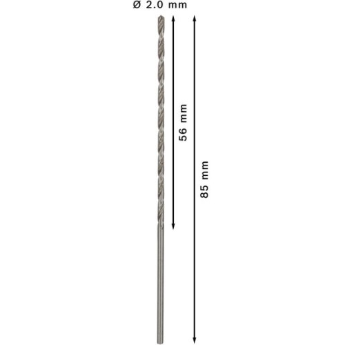 Broca helicoidal PRO Metal HSS-G larga, 2 x 56 x 85 mm, 5 unidades
