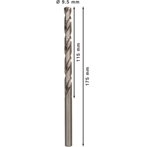 Broca helicoidal PRO Metal HSS-G larga, 9,5 x 115 x 175 mm, 5 unidades