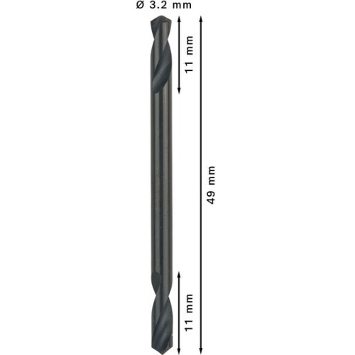 Broca helicoidal de doble punta PRO Metal HSS-G, 3,2 x 11 x 49 mm, 10 uds.