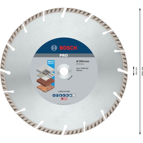 Disco de corte con diamante PRO Multi Material, 300 x 20 mm