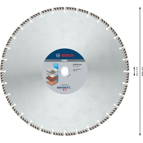 Disco de corte con diamante PRO Multi Material, 450 x 25,4 mm
