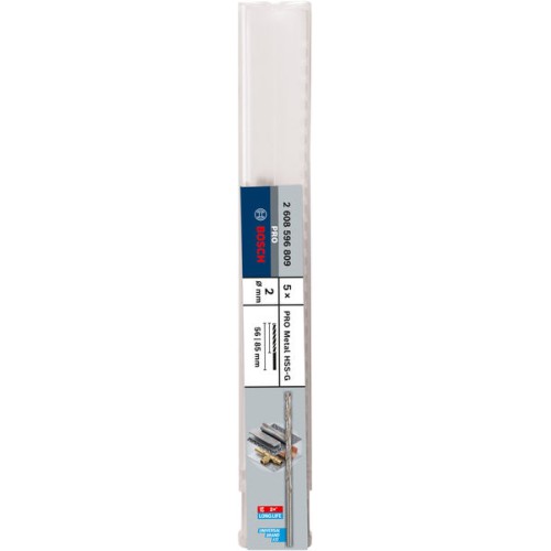 Broca helicoidal PRO Metal HSS-G larga, 2 x 56 x 85 mm, 5 unidades