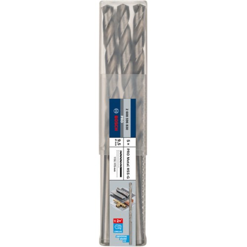 Broca helicoidal PRO Metal HSS-G larga, 9,5 x 115 x 175 mm, 5 unidades