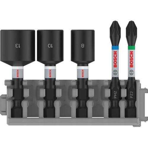 PRO Impact Set con llaves de vaso e índice Pick and Click, PH2x50, PZ2x50, NS8x50, NS10x50, NS13x50 mm, 5 unidades