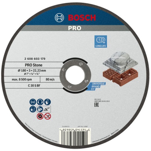 Disco de corte abrasivo PRO Stone, 180 x 3 x 22,23 mm, recto