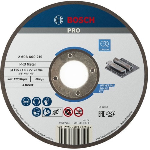 Disco de corte abrasivo PRO Metal, 125 x 1,6 x 22,23 mm, oSa