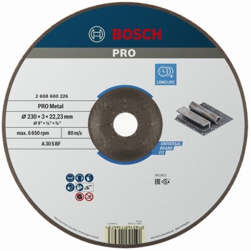 Disco de corte abrasivo PRO Metal, 230 x 3 x 22,23 mm, oSa