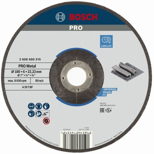 Disco de desbaste PRO Metal, 180 x 6 x 22,23 mm, oSa