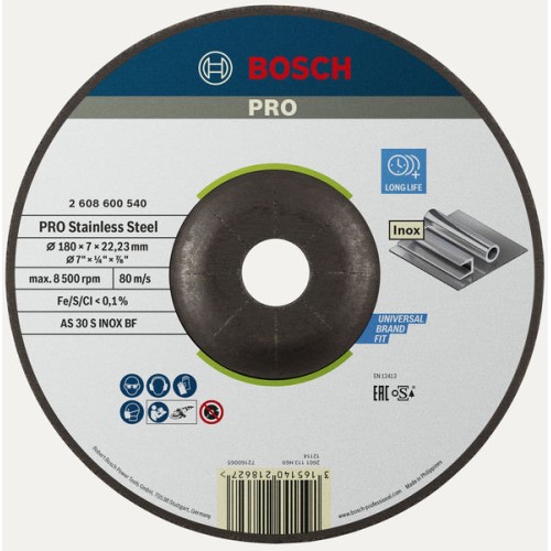 Disco de desbaste PRO Stainless Steel, 180 x 6 x 22,23 mm