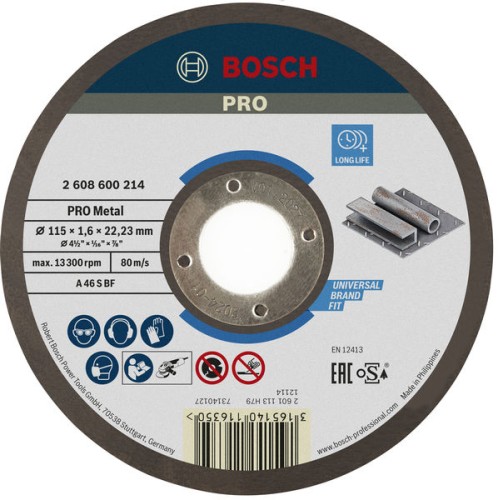 Disco de corte abrasivo PRO Metal, 115 x 1,6 x 22,23 mm, oSa