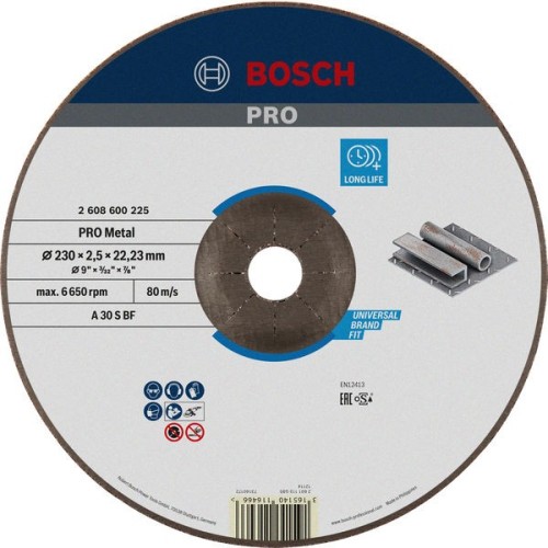 Disco de corte abrasivo PRO Metal, 230 x 2,5 x 22,23 mm, oSa