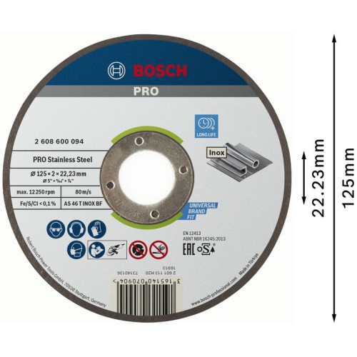 Disco de corte PRO Stainless Steel, 125 x 2 x 22,23 mm