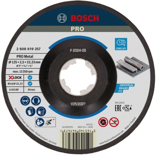 Disco de corte abrasivo PRO Metal, 125 x 2,5 x 22,23 mm, X-Lock, cóncavo