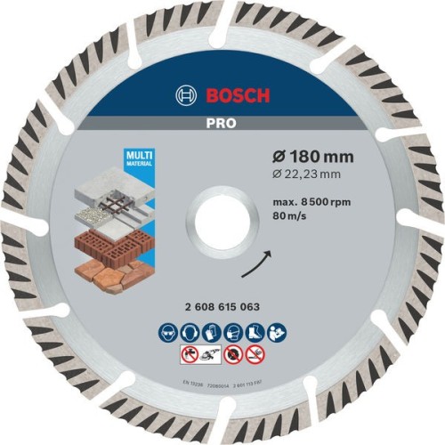 Disco de corte con diamante PRO Multi Material, 180 x 22,23 mm