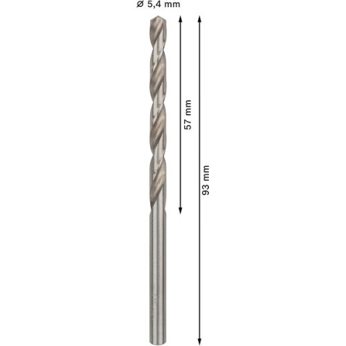 Broca helicoidal PRO Metal HSS-G, longitud estándar, 5,4 x 57 x 93 mm, 10 unidades