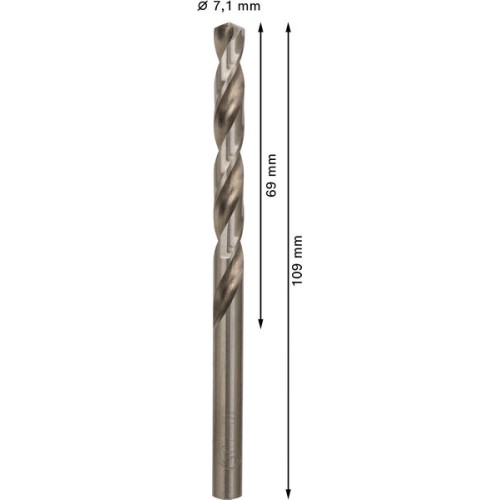 Broca helicoidal PRO Metal HSS-G, longitud estándar, 7,1 x 69 x 109 mm, 10 unidades