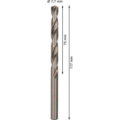 Broca helicoidal PRO Metal HSS-G, longitud estándar, 7,7 x 75 x 117 mm, 10 unidades