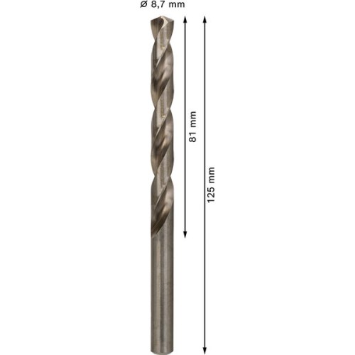 Broca helicoidal PRO Metal HSS-G, longitud estándar, 8,7 x 81 x 125 mm, 5 unidades