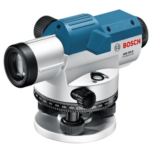 Bosch Professional Nivel Óptico GOL 20 G (aumento 20x, BT 260, GR 500, unidad de medida: 400 Gon, alcance: hasta 60 m, en maletín de transporte)