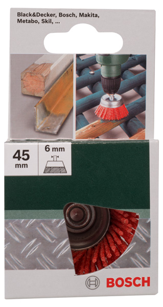 Cepillos de vaso para taladros: alambre de nylon con abrasivo recubierto de óxido de aluminio K80, 45 mm