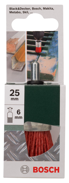 Cepillo de acabado para taladros: alambre de nylon con abrasivo recubierto de óxido de aluminio K80, 25 mm