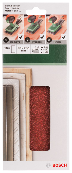 Set de hojas de lija de 10 piezas para lijadora orbitalG = 60, 120, 180