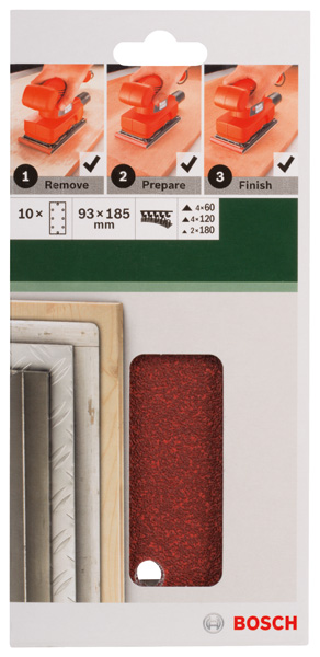 Set de hojas de lija de 10 piezas para lijadora orbitalG = 60, 120, 180