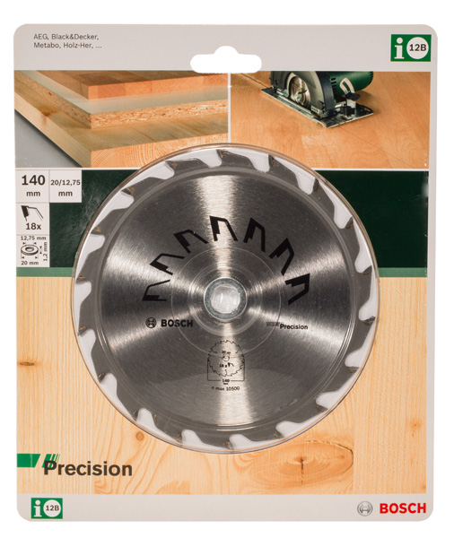 Hoja de sierra circular PRECISIOND = 140 mm; taladro= 20 mm; T = 18