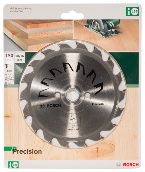 Hoja de sierra circular PRECISIOND = 150 mm; taladro= 20 mm; T = 18
