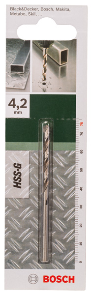 Broca para metal HSS-G, DIN 338D = 4,2 mm; L = 75 mm